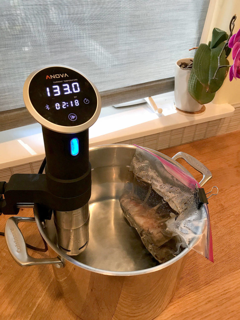 Sous vide cookery takes time, but is virtually foolproof — important when an expensive cut of meat is on the line. (Mark Carlson / The Herald)
