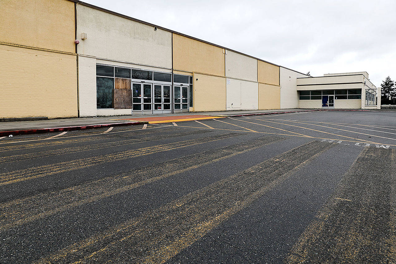 Affordable housing units are planned for a vacant 10-acre site, formerly home to a Kmart, along Evergreen Way in Everett. (Lizz Giordano / Herald file)