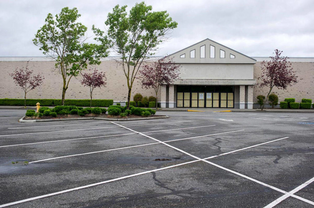 An empty storefront is seen at Cascade Mall in Burlington on Tuesday. (Oliver Hamlin / Skagit Valley Herald)

