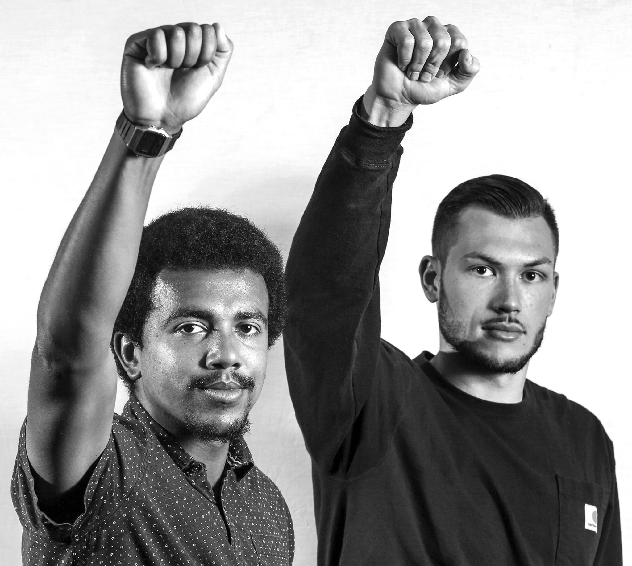 Michael Larson and Gabe Maggio were among those who helped organize the a Black Lives Matter protest rally in Everett. The Everett High School classmates and alumni are planning to attend the march in Washington in August. (Kevin Clark / The Herald)