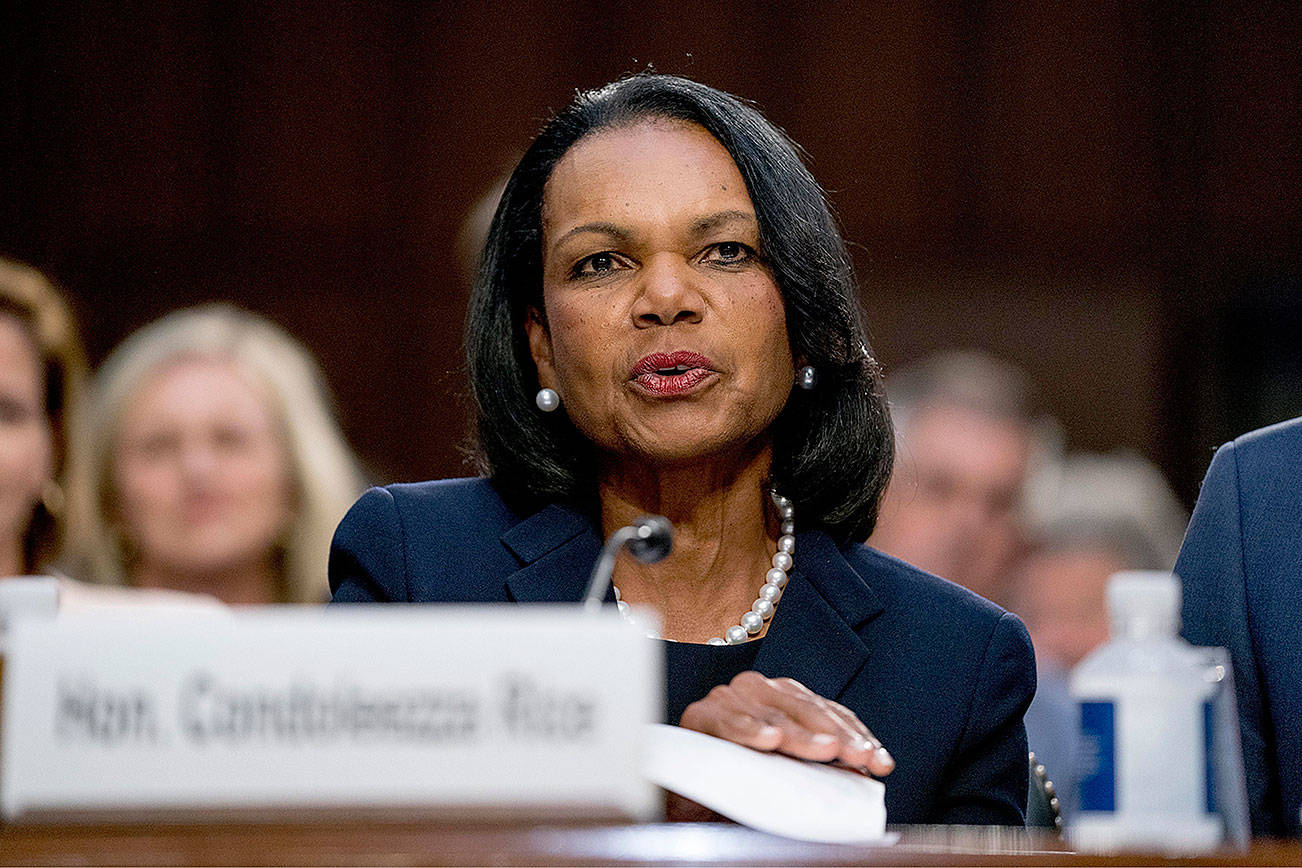 Former Secretary of State Condoleezza Rice discusses what it means to be an American in turbulent times in the documentary “American Creed.” (Associated Press)