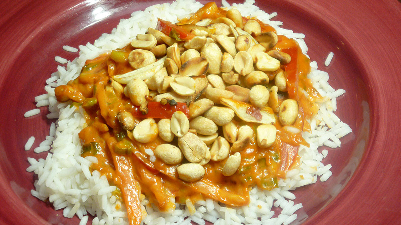 Flavorful vegetarian kausar Karachi-style rice was inspired by Pakistani cuisine. (Linda Gassenheimer / Tribune News Service)