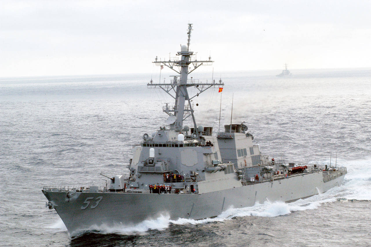 The guided missile destroyer USS John Paul Jones will change its home port from Pearl Harbor to Everett in June 2021. (Wikimedia)