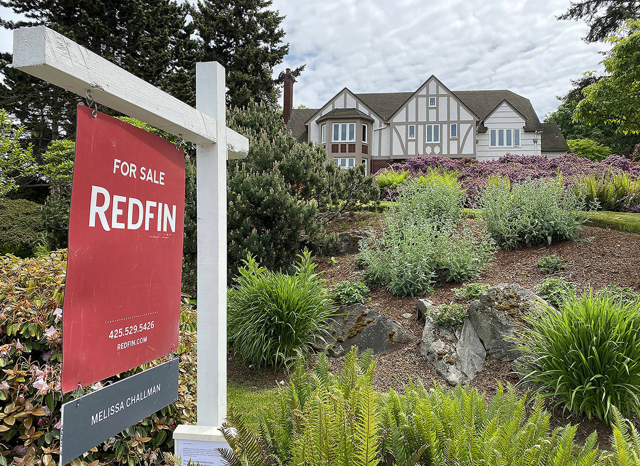 A house for sale in the Rucker Hill area of Everett in May. (Sue Misao / The Herald)