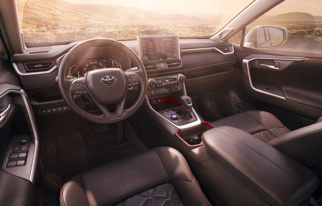 The 2020 Toyota RAV4 TRD Off-Road has a roomy interior with comfortable seats and lots of places for small-item stowage. (Toyota)
