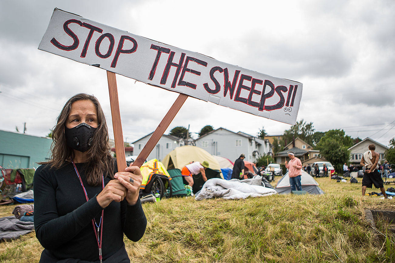 Over 100 forced to disperse as Everett evicts homeless camp