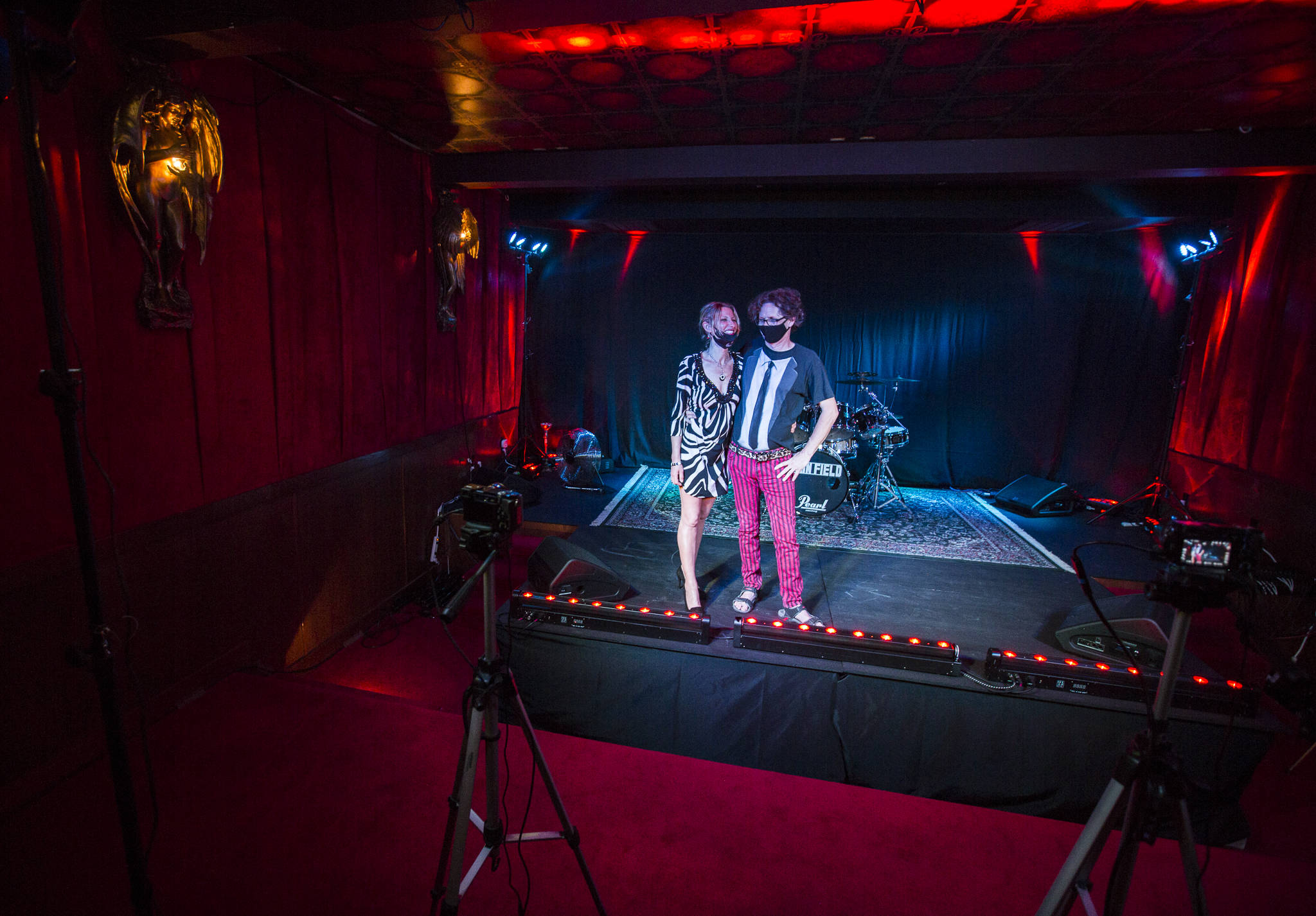 Jehan Atkin and Donovan Rosling, owners of SnoMad Productions, have set up a studio at Adams Manor in Snohomish. (Olivia Vanni / The Herald)