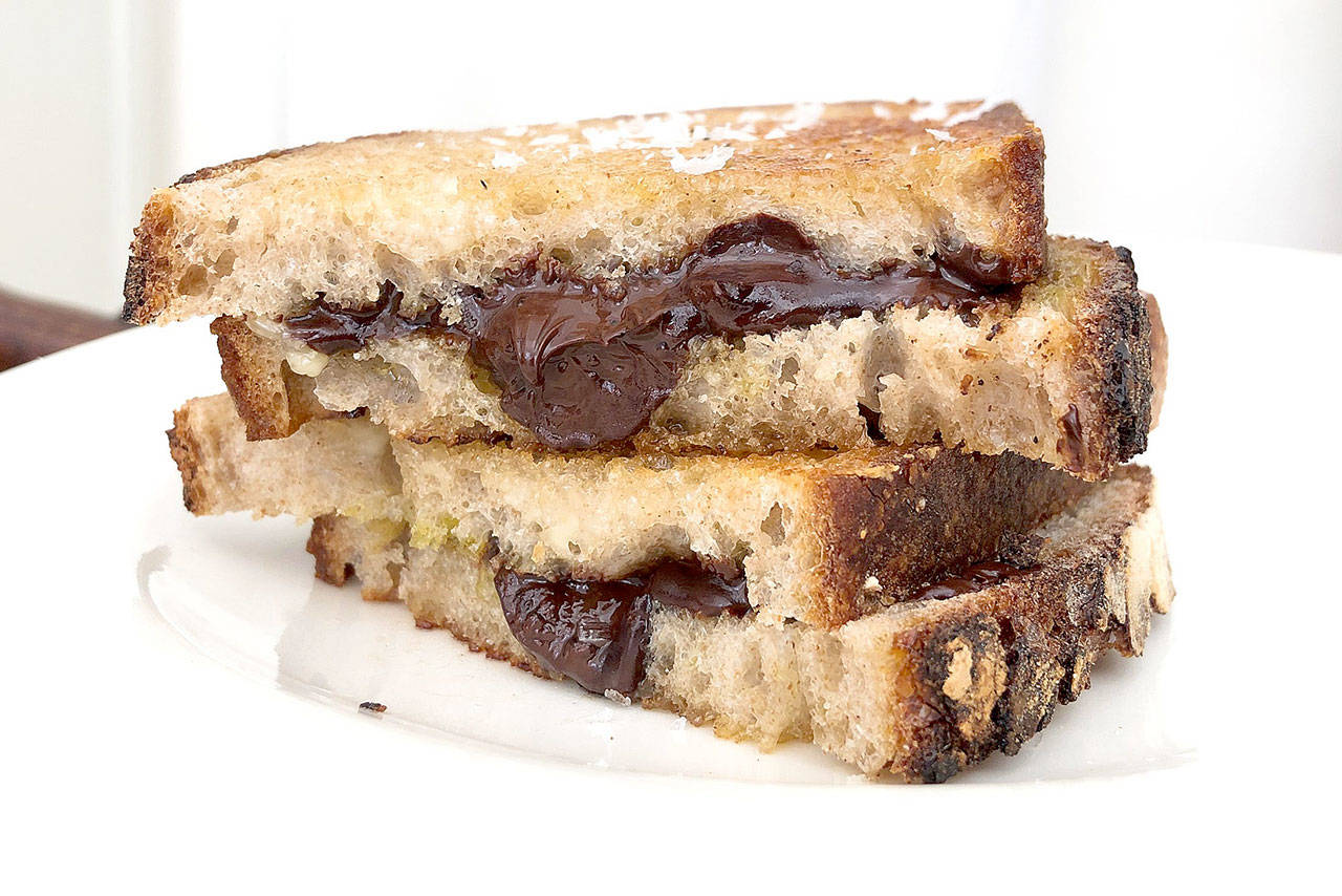 These grilled chocolate sandwiches were inspired by a dish by famed chef José Andrés. (Kate Krader / Bloomberg News)