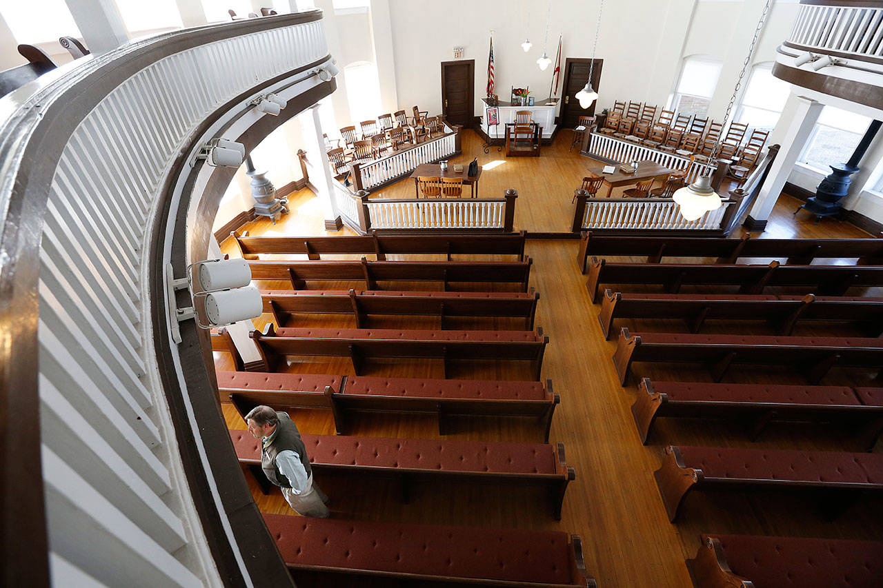 The Monroe County Heritage Museum old courthouse is where Harper Lee’s book “To Kill a Mockingbird,” was set, shown in 2016, in Monroeville, Ala. (Brynn Anderson / Associated Press)