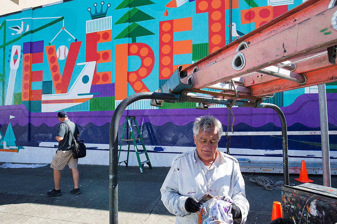 Bold mural turns Everett street into a funkadelic district