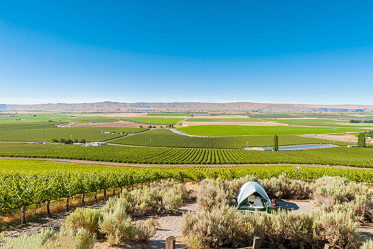 USA, Washington, Royal Slope. Glamping at Stillwater Creek vineyard