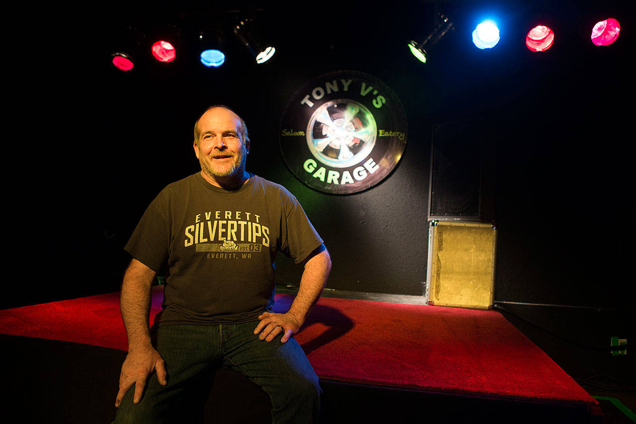 Tony Verhey, owner of Tony V’s Garage, has closed the Everett bar because of the coronavirus epidemic. (Ian Terry / Herald file)