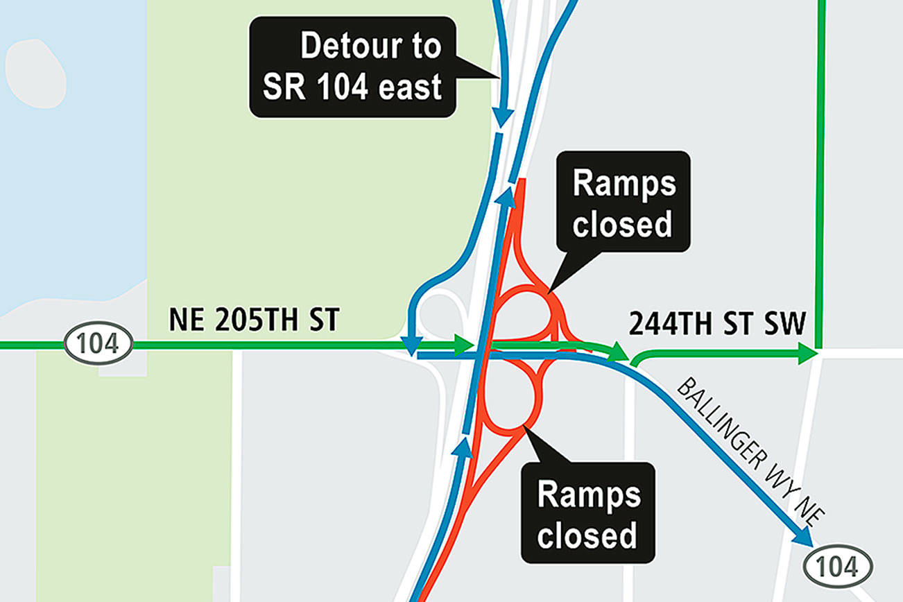 Overnight light rail work to close Highway 104 and I-5 ramps