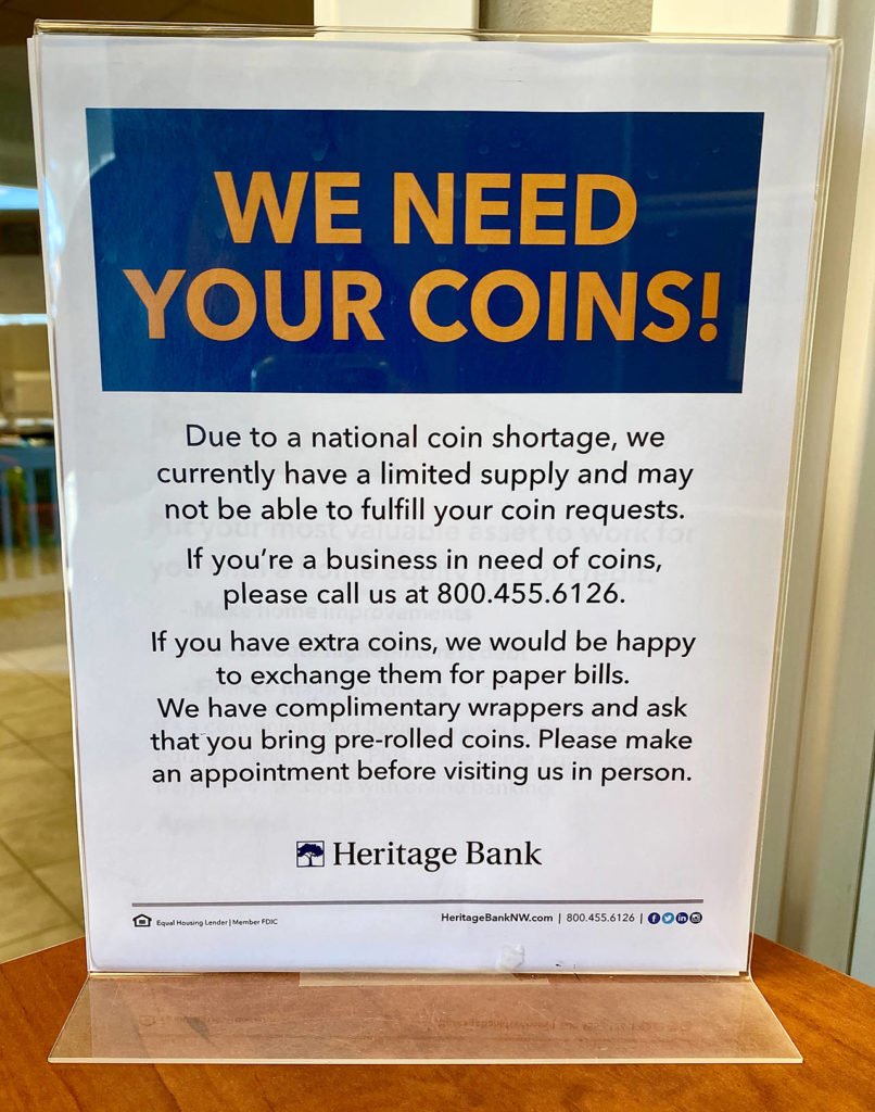 A sign of the times at Whidbey Island Bank in Langley. (Andrea Brown / The Herald)
