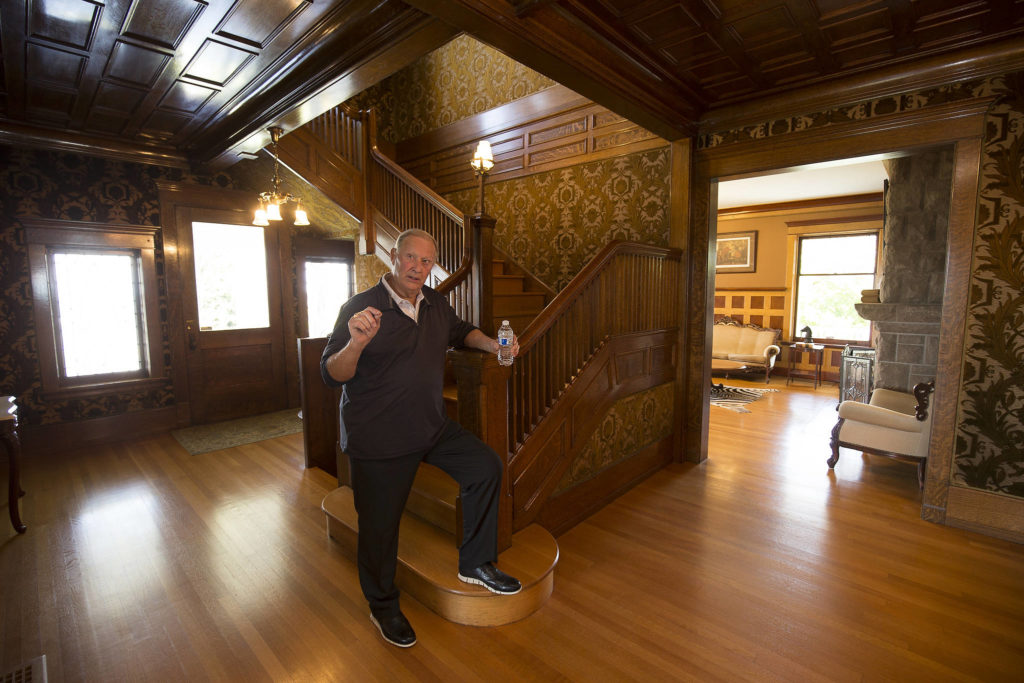 Bob Kerr talks about the Rucker Mansion, which he and his wife, Brenda, remodeled and lived in since 1997. Built in 1904-05, the Rucker House, known also as the Rucker Mansion, is listed on the National Register of Historic Places. (Andy Bronson / The Herald)
