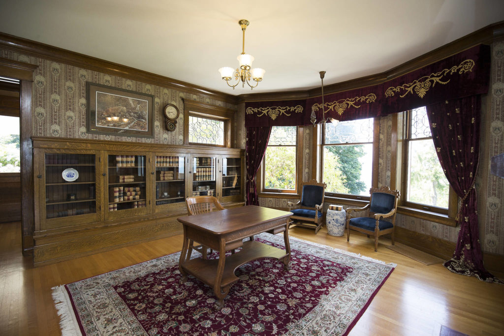 The library room in the Rucker Mansion. (Andy Bronson / The Herald)
