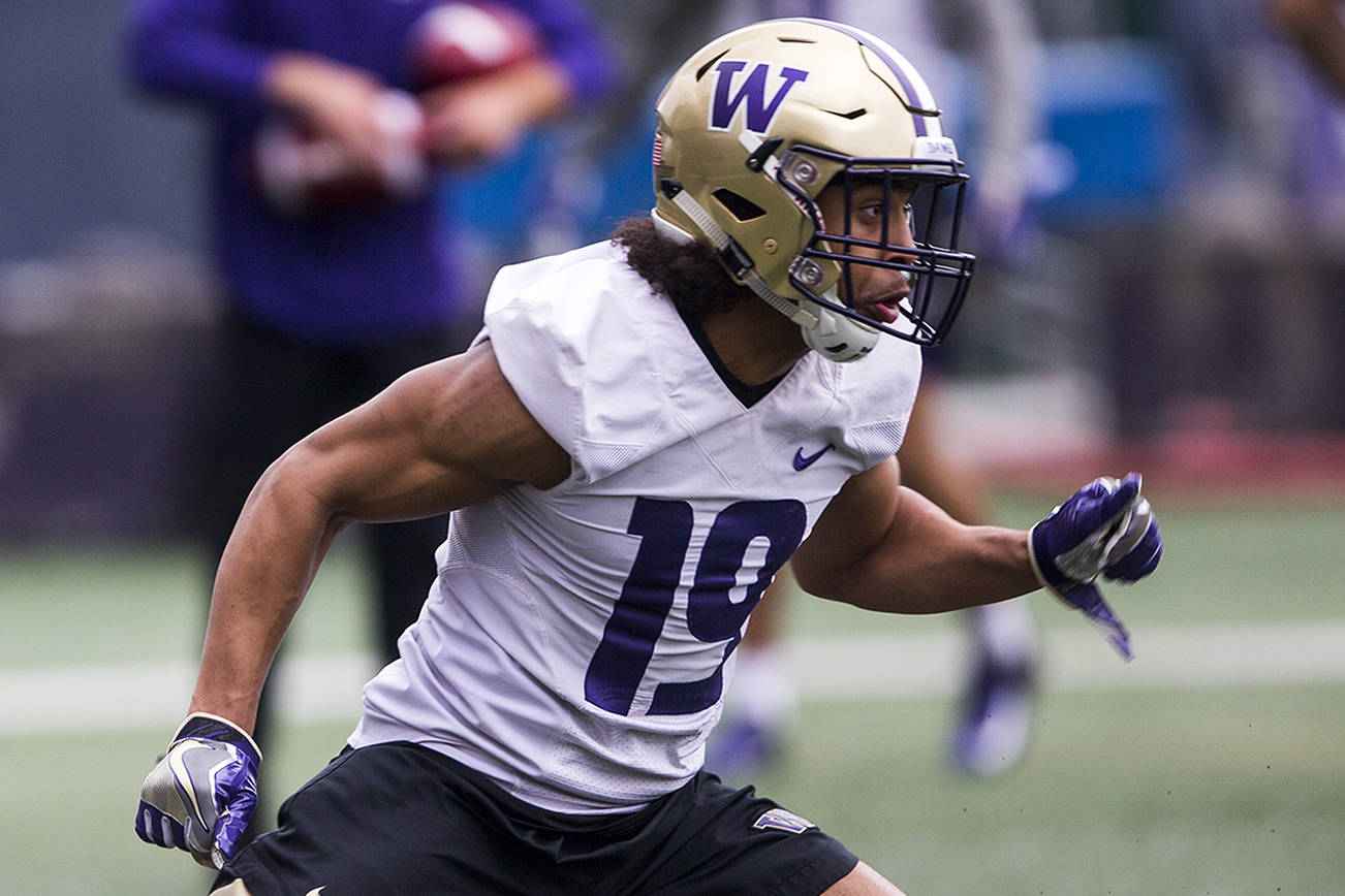 Washington Huskies defensive back and Archbishop Murphy High School graduate Kyler Gordon won’t be playing this fall after the Pac-12 canceled fall football because of the coronavirus pandemic. (Olivia Vanni / The Herald)