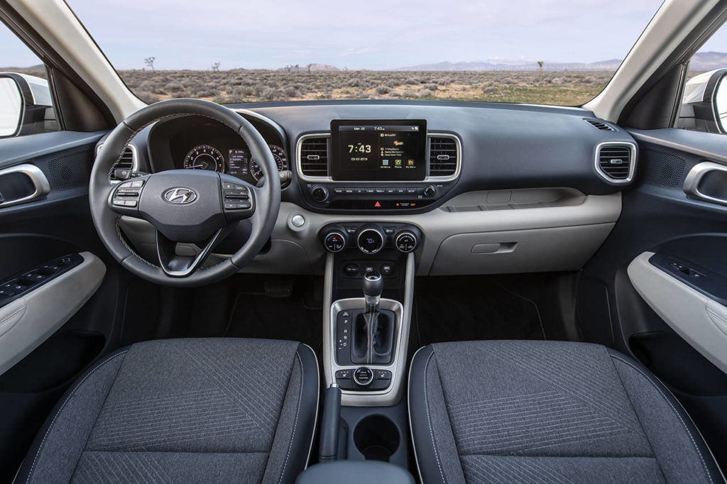 The 2020 Hyundai Venue interior is solid, tidy, and assembled with precision. (Manufacturer photo)
