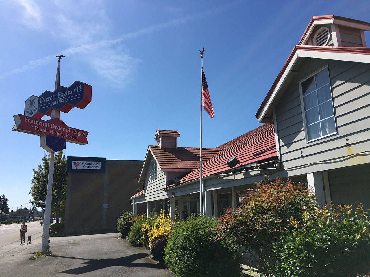 Everett Community College is buying 1216 Broadway, the site of Everett’s Fraternal Order of Eagles. The college plans to use it as parking and could become instructional space. (Ben Watanabe / The Herald)