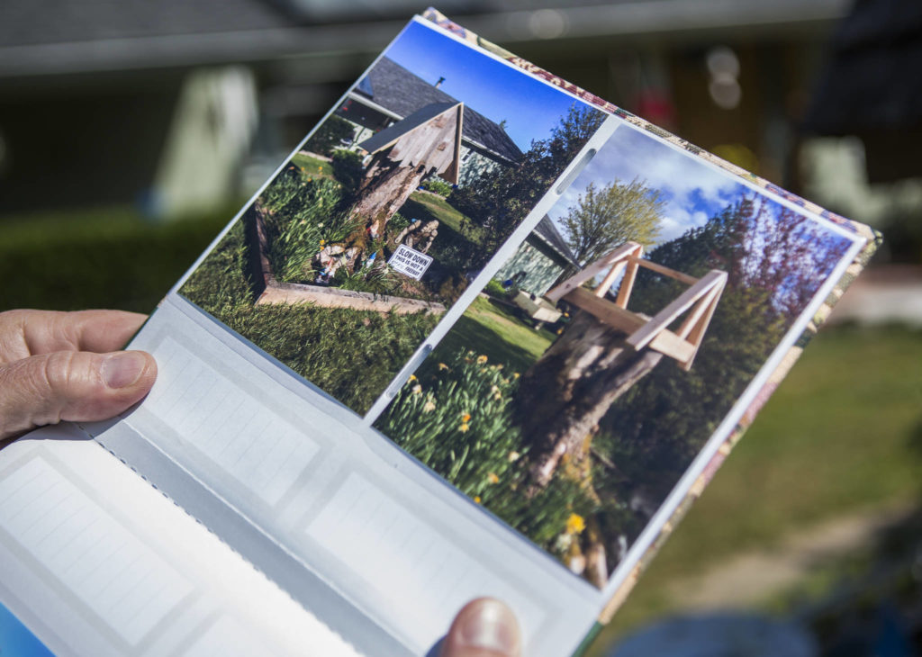 The couple collaborated on the design and construction of the gnome home. (Olivia Vanni / The Herald)

