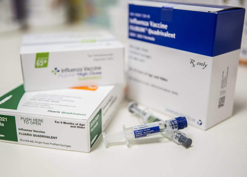 There are various flu shot options available at the QFC pharmacy in Everett. (Olivia Vanni / The Herald)
