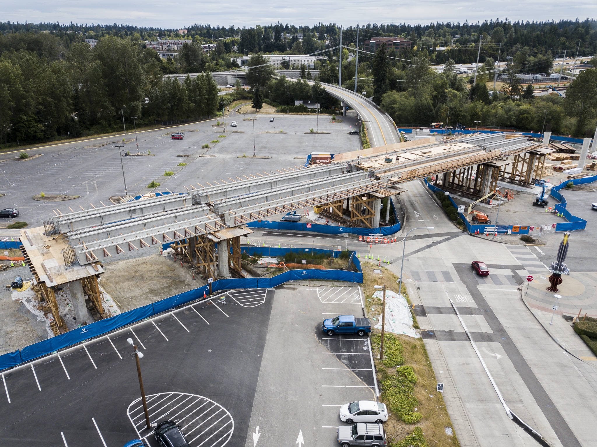 The Lynnwood Transit Center under construction last week. (Olivia Vanni / The Herald)