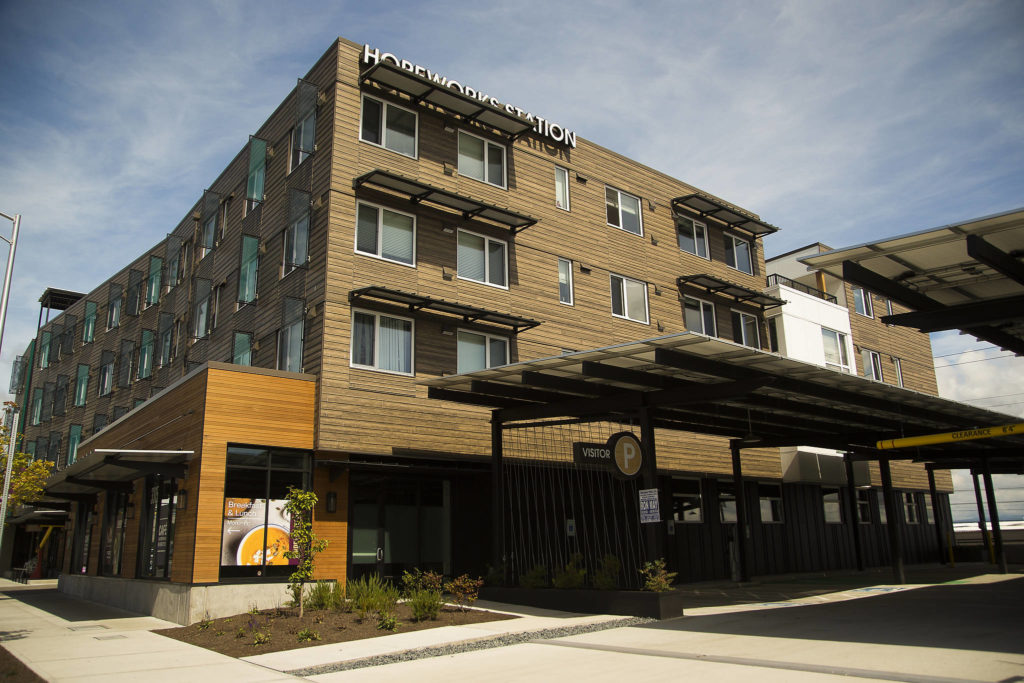 HopeWorks Station on Broadway in Everett. (Andy Bronson / The Herald) 
