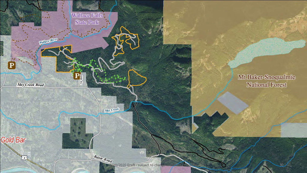 A map outlining the three units of Middle May, a 160-acre timber harvest planned for 2020 year near Gold Bar. (Washington State Department of Natural Resources) 
