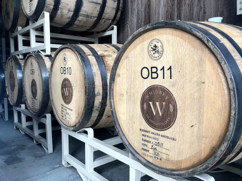 The Heisings are excited about an aged whiskey they expect to have ready in 2021. (Emily Gilbert / Whidbey News-Times)
