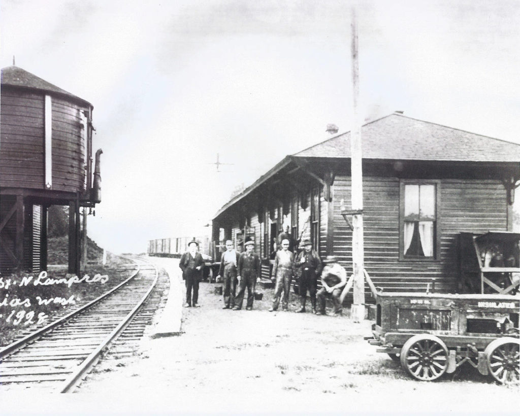 This photo shows the Machias train stop in 1928. (Granite Falls Historical Society)
