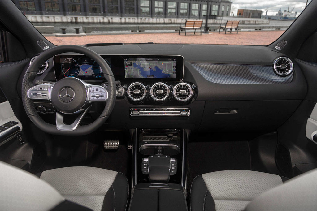 The 2021 Mercedes-Benz GLA 250 has an optional display panel incorporating the gauges and infotainment system. (Manufacturer photo)
