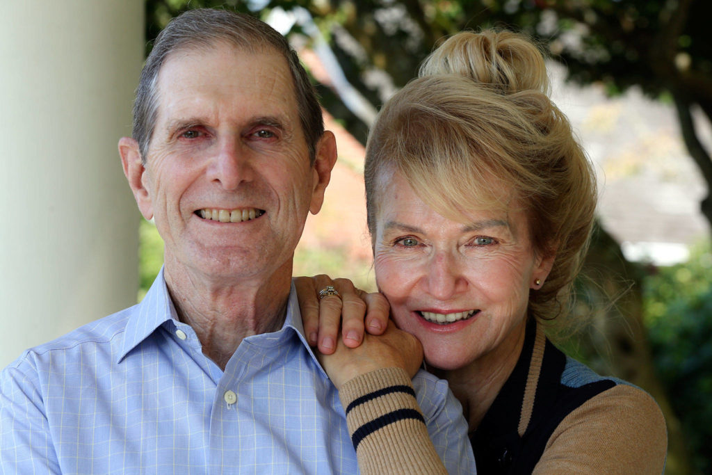 Walt Gillette with his wife Saundra Cope at their home in Everett. Walt was a lead engineer on the 787. (Kevin Clark / The Herald)
