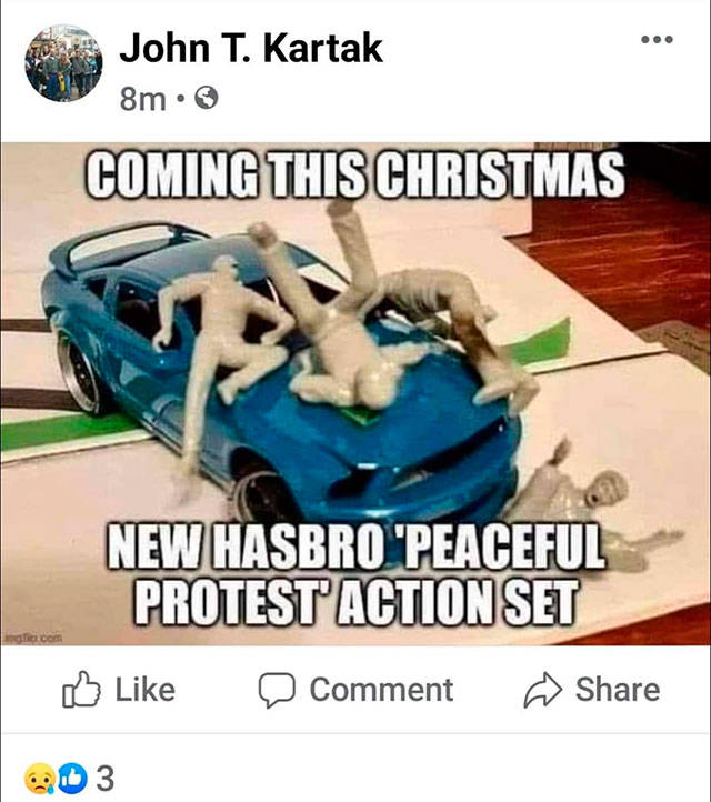 A post shared to John Kartak’s personal Facebook page.