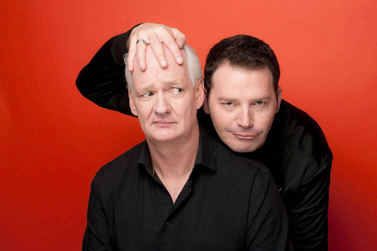 Colin Mochrie and Brad Sherwood of “Whose Line Is It Anyway?” fame will perform improv in “Stream of Consciousness” via Zoom on Oct. 18, 24 and 30. The live-stream show is presented by the Angel of the Winds Arena in Everett. (Jonas Public Relations)