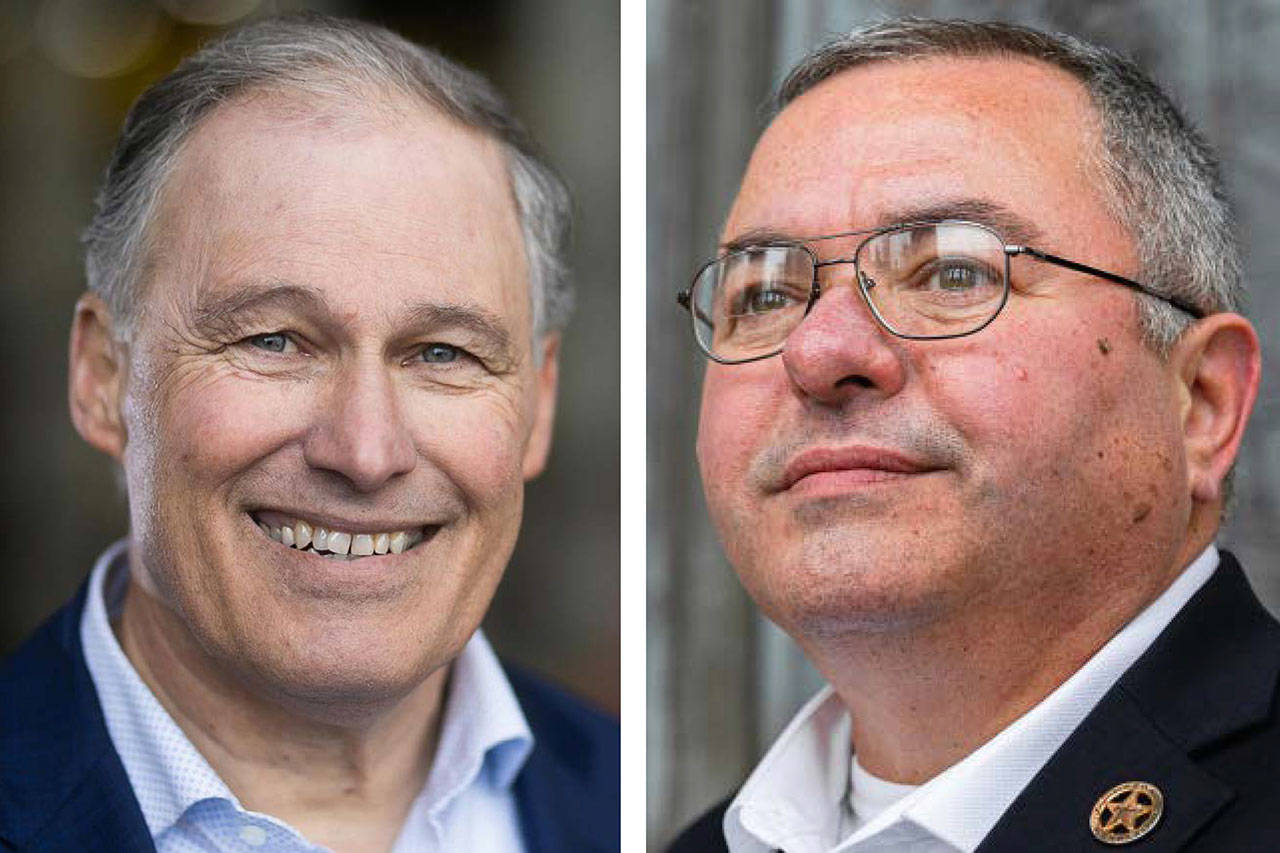 Candidates for Washington state governor, Democrat Jay Inslee (left) and Republican Loren Culp.