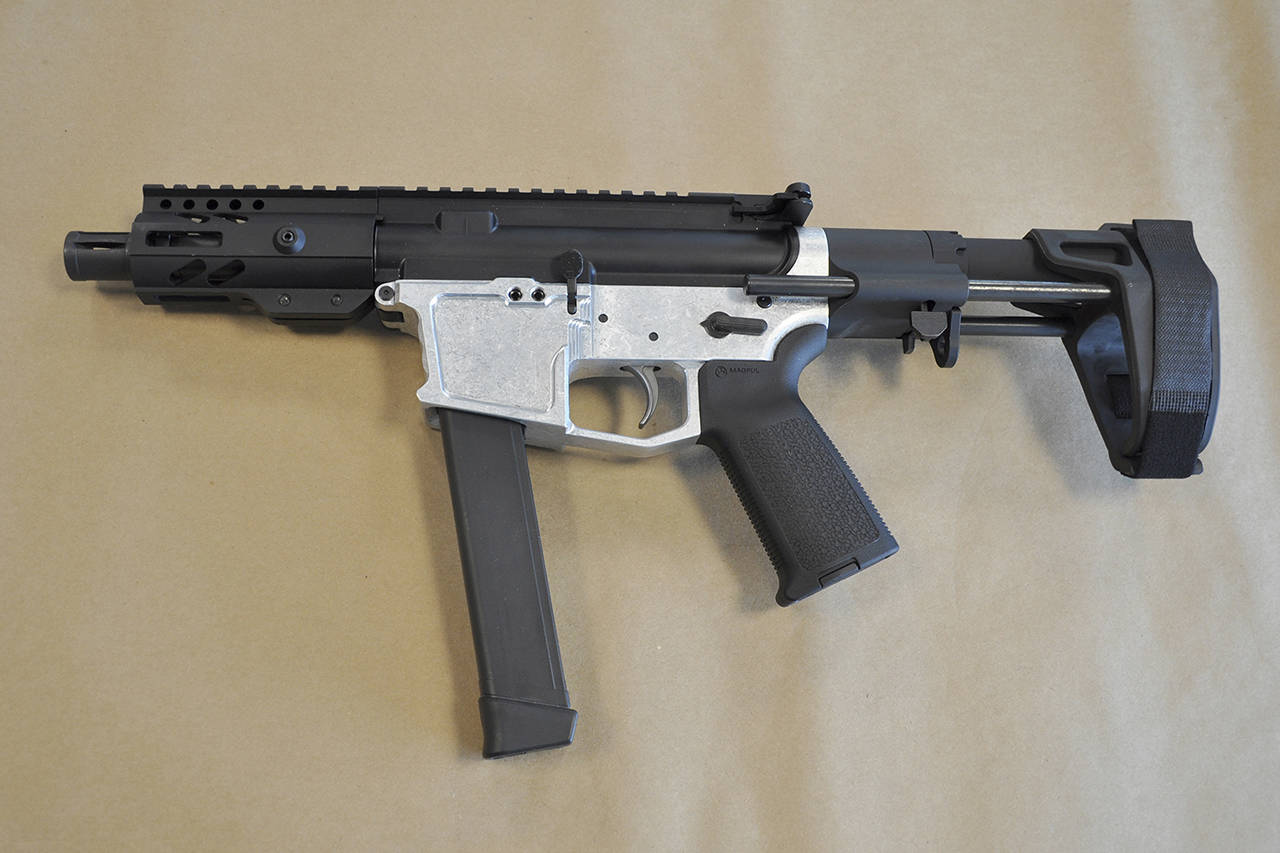 A homemade firearm that federal agents say was recovered on Feb. 6 from the Edmonds home of Nathan Brasfield. (U.S. Attorneys Office via AP)