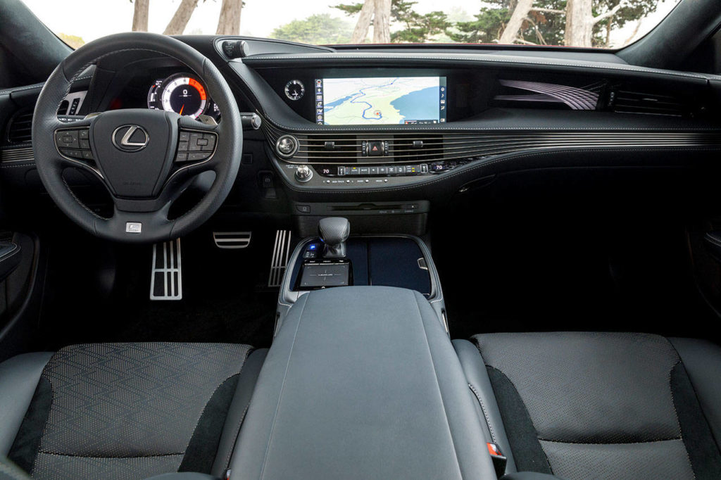 The 2020 Lexus LS 500 has a 12.3-inch infotainment system controlled by a touchpad on the center console. (Manufacturer photo)
