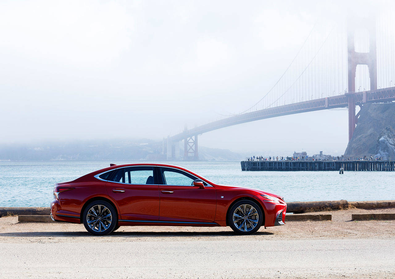 The 2020 Lexus LS 500 luxury sedan has a long, low, and streamlined profile. (Manufacturer photo)