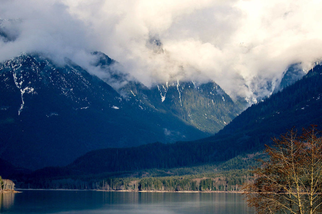 Decreasing mountain snowpack threatens downstream water supplies and reservoirs such as Spada Lake, which provides Everett’s drinking water. (Kevin Clark / Herald file)
