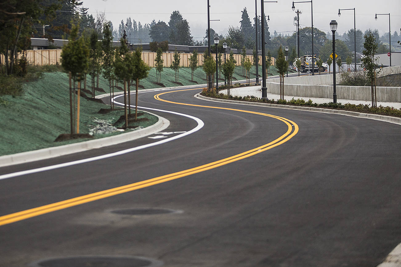 Looking east down the First Street bypass on Oct. 1 in Marysville. (Olivia Vanni / Herald file)