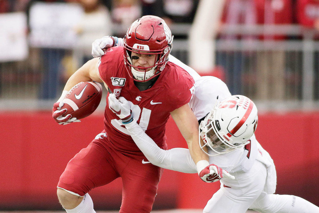 Washington State running back Max Borghi is likely to get more rushing attempts under new coach Nick Rolovich. (Associated Press)
