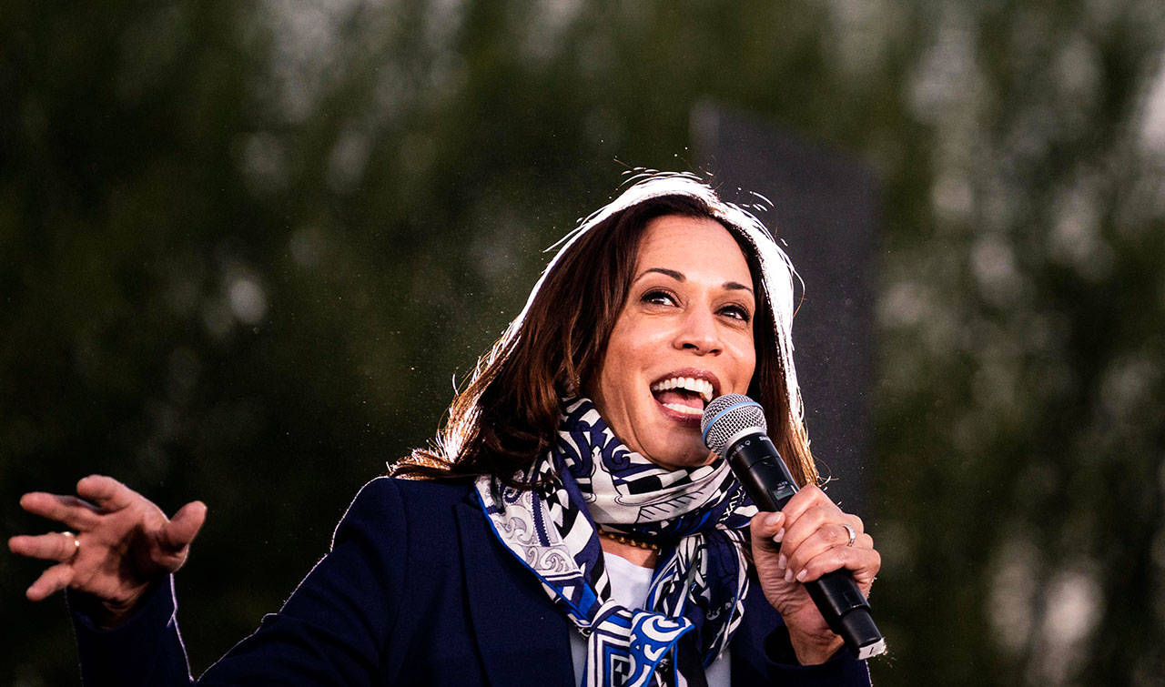 Sen. Kamala Harris, D-Calif., speaks in Las Vegas on Oct. 27. She understands things that Joe Biden, Mike Pence, Dick Cheney and all the other veeps couldn’t. (Melina Mara / The Washington Post)