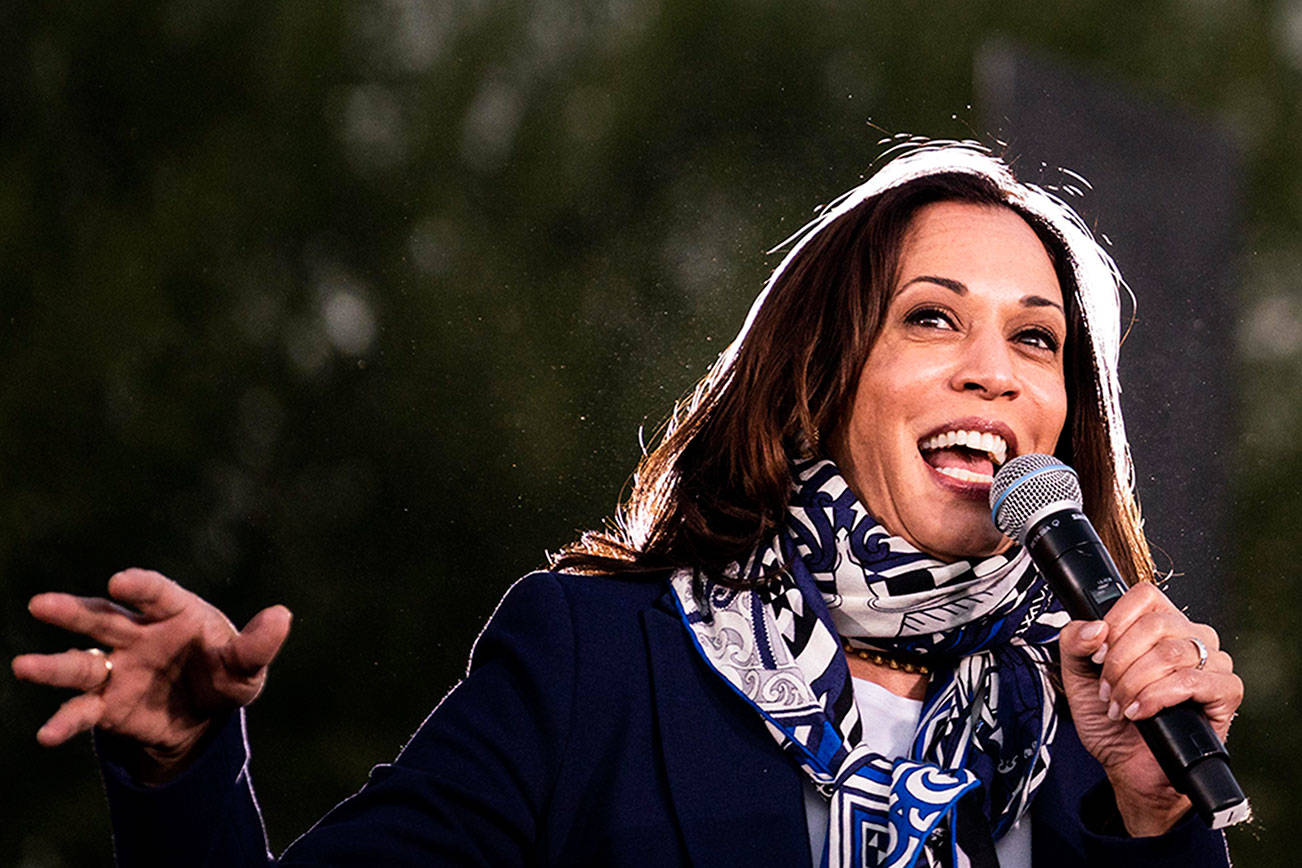 Sen. Kamala Harris in Las Vegas on Oct. 27. She understands things that Joe Biden, Mike Pence, Dick Cheney and all the other veeps couldn't. MUST CREDIT: Washington Post photo by Melina Mara