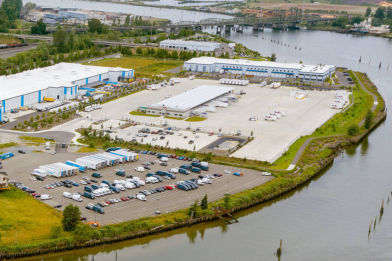 The Riverside Business Park property owned by the Port of Everett, along the Snohomish River. (Chuck Taylor / The Herald) 20200624