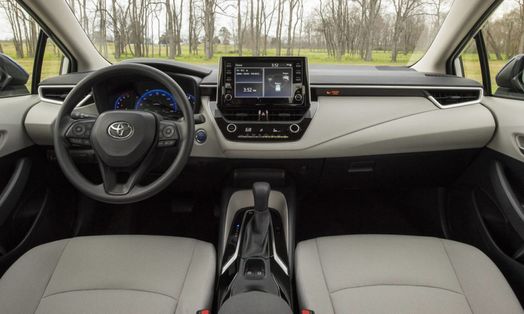 An 8-inch touchscreen infotainment system with Android Auto and Apple CarPlay capability is standard equipment in the 2021 Toyota Corolla Hybrid. (Manufacturer photo)
