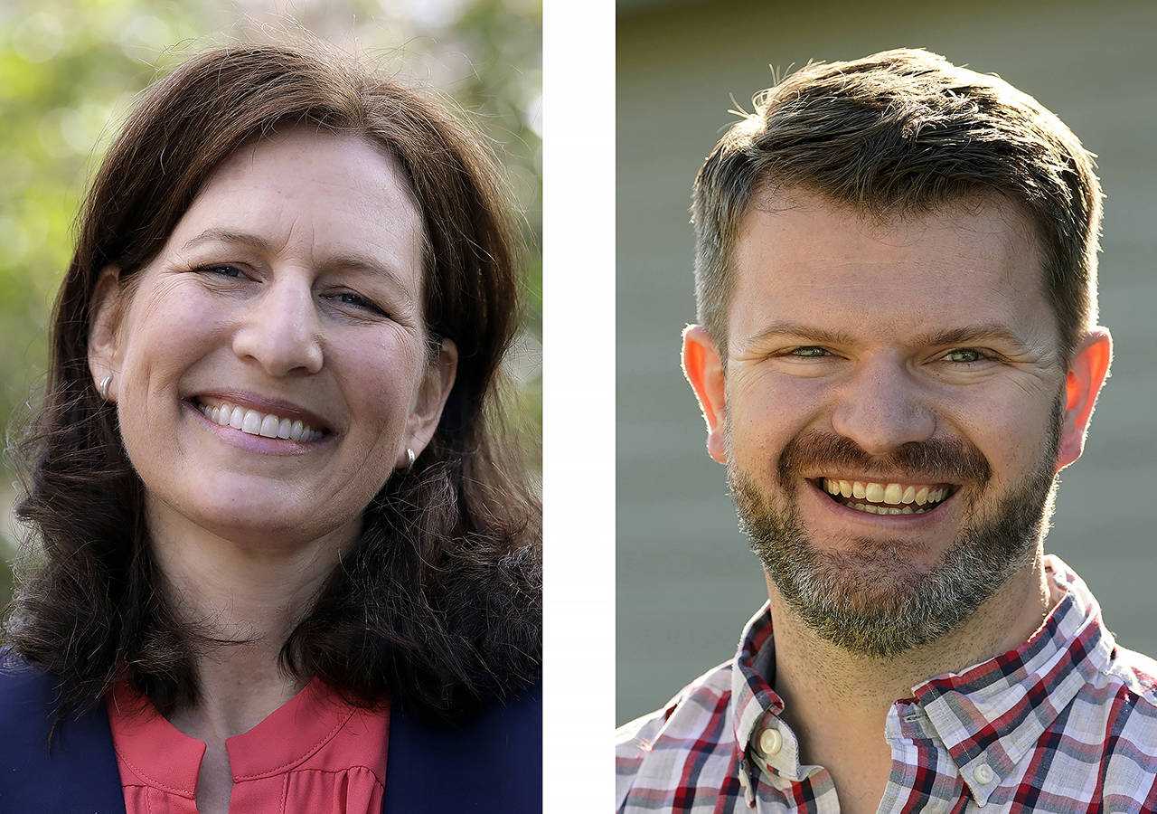 Kim Schrier (left) and Jesse Jensen. (AP Photo/Elaine Thompson, File)