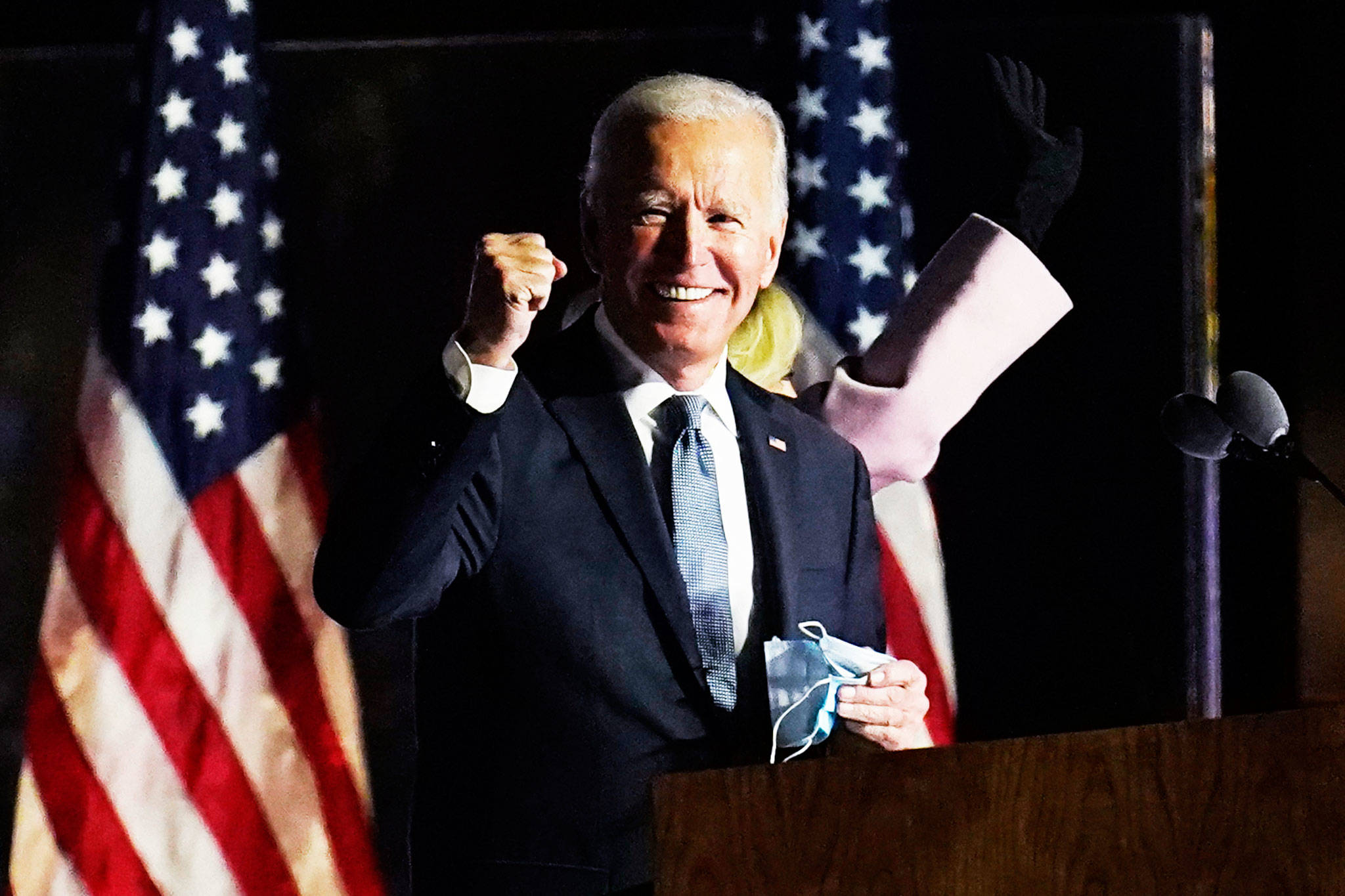 Joe Biden speaks to supporters on Nov. 4, 2020, in Wilmington, Del. Biden defeated President Donald Trump to become the 46th president of the United States on Saturday. (AP Photo/Paul Sancya)