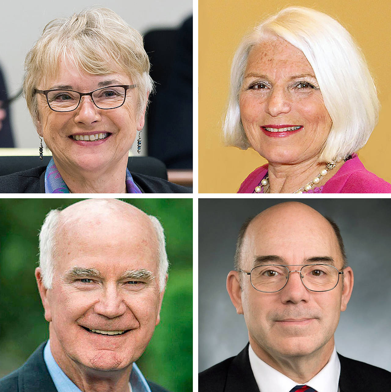 Top row, from left: state Rep. Carolyn Eslick and Debra Blodgett, chairwoman of the Snohomish County Republican Party. Bottom: Doug Roulstone, vice chairman of the Snohomish County Republican Party, and state Sen. Keith Wagoner.