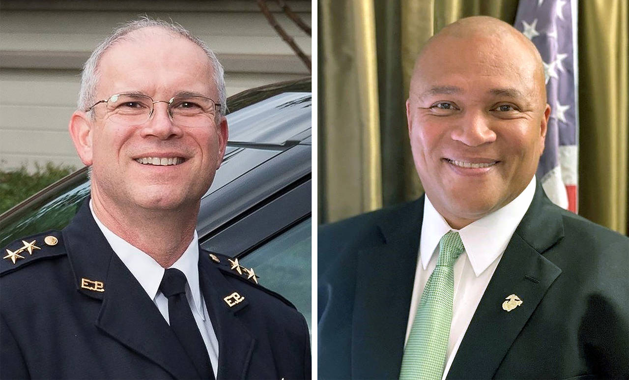 Jim Lawless (left) and Sherman Pruitt are the two candidates for police chief. (City of Edmonds)