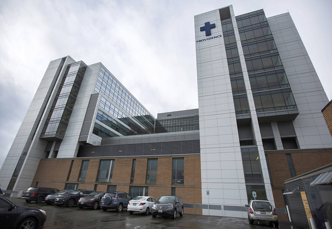 Providence Regional Medical Center Everett. In the past six weeks, the number of people in local hospitals due to the virus has risen 400%. (Olivia Vanni / Herald file)